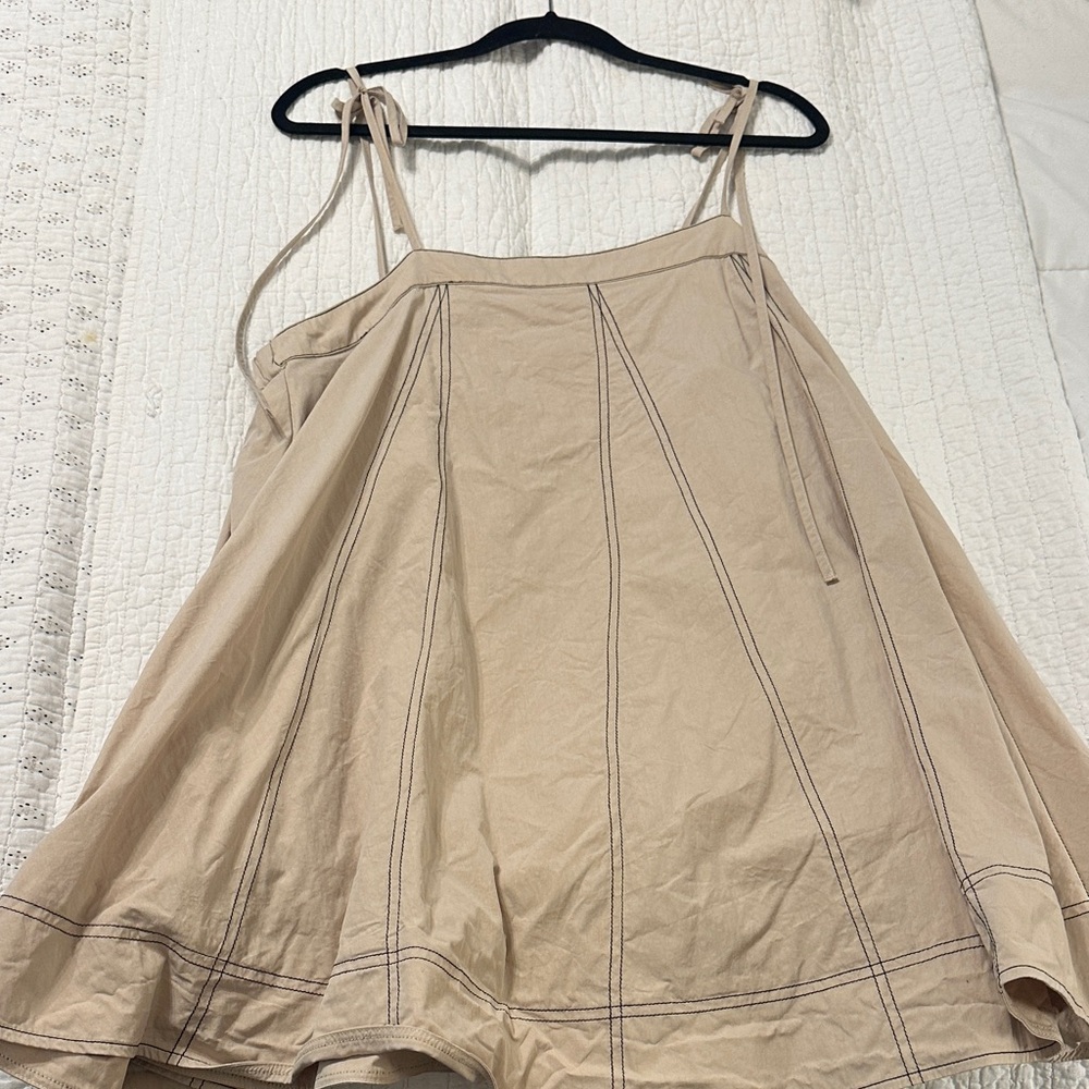 Beige Spaghetti Strap A-Line Dress